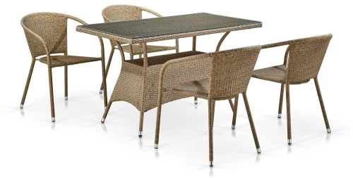 Комплект мебели из иск. ротанга T198D/Y137C-W56 Light Brown (4+1)