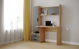 Компьютерный стол Квартет-9, Дуб крафт золотой, графит серый