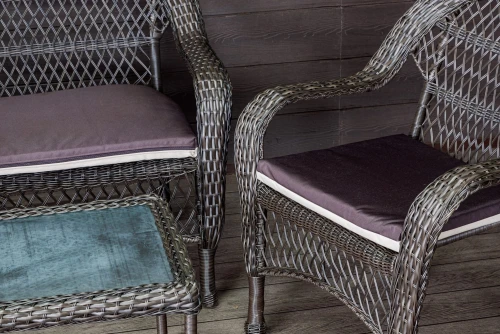 Садовый комплект из искусственного ротанга Мэдисон НЬЮ (Medison NEW) terrace set  с прямоугольным столиком с подушками на сиденье