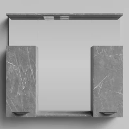 Зеркало Марко 90, ручки Черные, Мрамор Серый софт тач ПВХ 4044-1