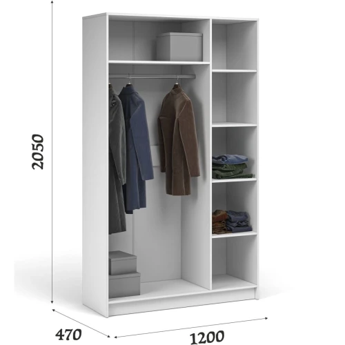 Шкаф «Чикаго» 3д с зеркалом MAX, белый