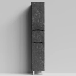 Пенал Адель 35 (1 ящик, 2 двери) напольный, Мрамор Графит софт тач ПВХ 4044-3, правый, бельевая корзина