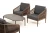 "Канны" лаунж-зона 4-местная из роупа со столом "Верона" (серый гранит), каркас алюминиевый коричневый, роуп коричневый