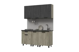 Кухня Эдинбург 1.6 Фасад ЖЕЛЕЗНЫЙ КАМЕНЬ/Корпус ДУБ КРАФТ СЕРЫЙ