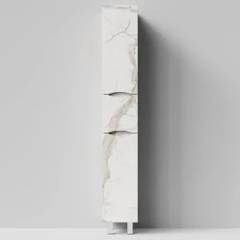 Пенал Лайт 30 напольный, Мрамор Белый натур милк ПВХ 2537, левый, бельевая корзина