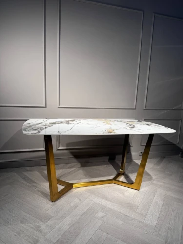 Стол обеденный Ланс Мат DT-2852L,180х90х75 см, белый мрамор/матовое золото