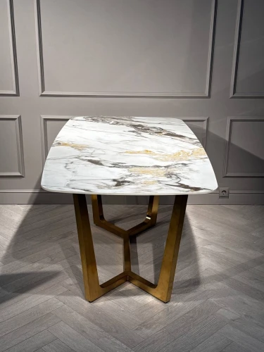 Стол обеденный Ланс Мат DT-2852L,180х90х75 см, белый мрамор/матовое золото