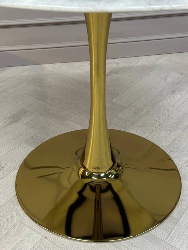 Стол обеденный круглый Остин BS212-100LG, 100х76 см, светло-серый мрамор/золото