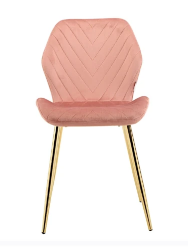 DC828 Стул мягкий, ПЫЛЬНО-РОЗОВЫЙ#G62-23 велюр, каркас металл золото КРУГЛЫЙ