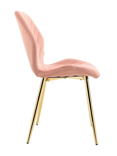 DC828 Стул мягкий, ПЫЛЬНО-РОЗОВЫЙ#G62-23 велюр, каркас металл золото КРУГЛЫЙ