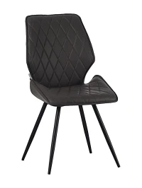 DC231 Стул мягкий поворотный 180, АНТРАЦИТ экокожа, каркас металл, черный КРУГЛЫЙ