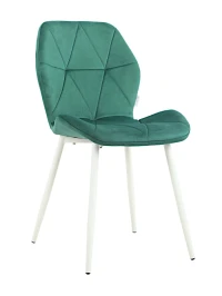 DC826 Стул мягкий, ИЗУМРУД#G62-18 велюр, каркас металл белый КРУГЛЫЙ