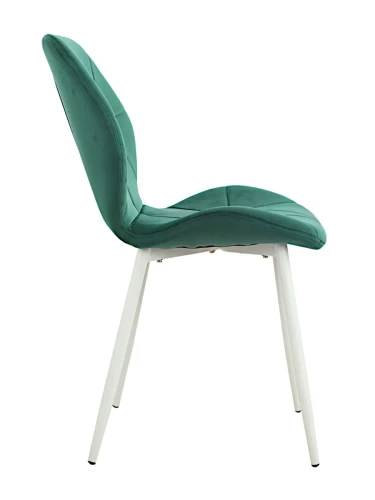 DC826 Стул мягкий, ИЗУМРУД#G62-18 велюр, каркас металл белый КРУГЛЫЙ