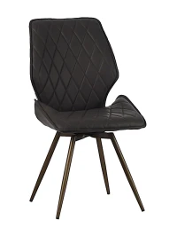 DC233 Стул мягкий поворотный 360, АНТРАЦИТ экокожа, каркас металл, шампань КРУГЛЫЙ