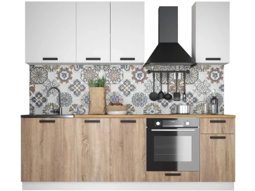 Кухонный гарнитур «Ника» Нео 2,4м, Белый/Дуб сонома