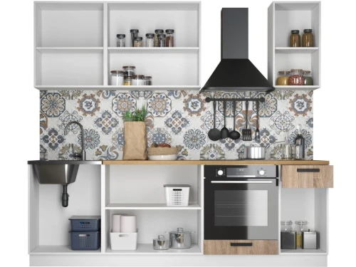 Кухонный гарнитур «Ника» Нео 2,4м, Белый/Дуб сонома