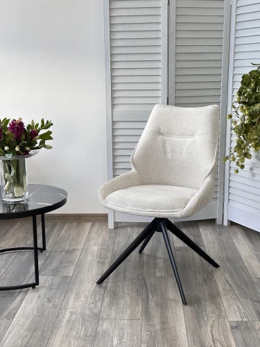 Стул OLAF 360 град. поворот. RAVEN22 Бежево-белый, ткань / Черный, ®DISAUR