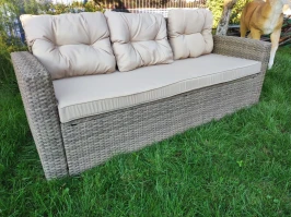 Диван из искусственного ротанга  САНТЬЯГО «SANTIAGO»  -  Greige