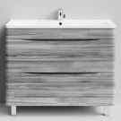 Тумба Адель 100 напольный, Лиственница структурная контрастно-серая ПВХ 64202 Vodok с раковиной в комплекте