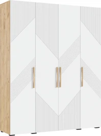 Шкаф четырехстворчатый Ирис, Браш Вайт, Дуб Крафт