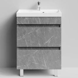 Тумба Бест 60  напольный, Мрамор Серый софт тач ПВХ 4044-1 Vodok с раковиной в комплекте