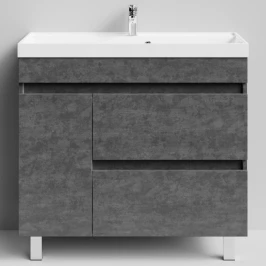Тумба Бест 90 левая дверь, напольный, Серый камень ПВХ 57806 Vodok с раковиной в комплекте