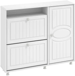 Тумба под обувь 2-х секционная с дверью Монако МН-24 белое дерево