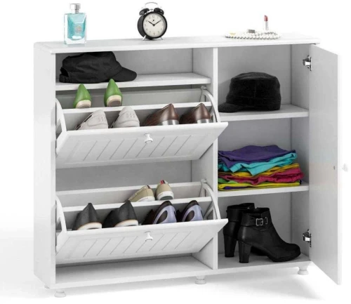 Тумба под обувь 2-х секционная с дверью Монако МН-24 белое дерево