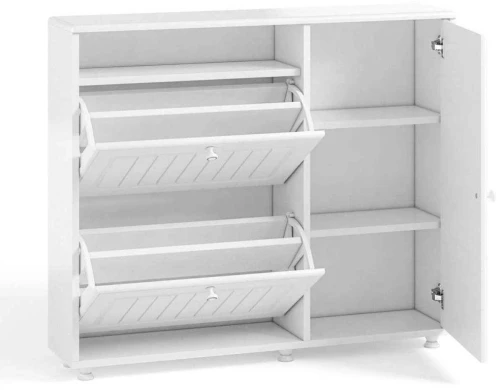 Тумба под обувь 2-х секционная с дверью Монако МН-24 белое дерево