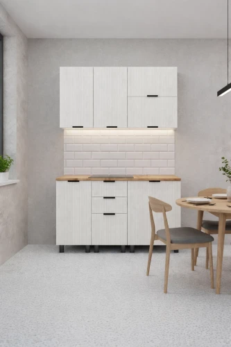 Готовый кухонный гарнитур МК Аленушка 1,4м с ящ. Лотос Молочный,скоба антрацит,сонома