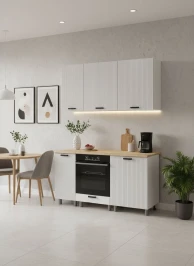 Готовый кухонный гарнитур МК Аленушка 1,6м в.6 Лотос Молочный,скоба антрацит,сонома