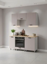 Готовый кухонный гарнитур МК Аленушка 1,6м в.5 Лаванда Кашемир,скоба черный,сонома