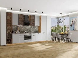 Кухонный гарнитур Фрейм-06 Grey Silk-Дуб Вотан