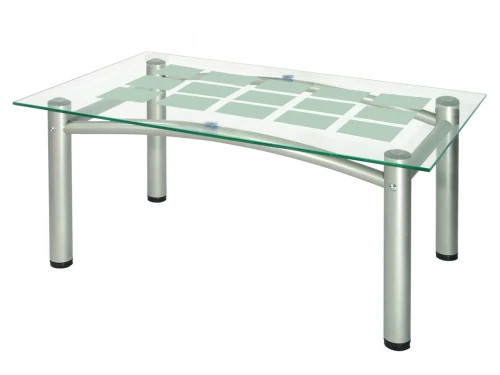 Стол журнальный Робер 3М металлик/прозрачное