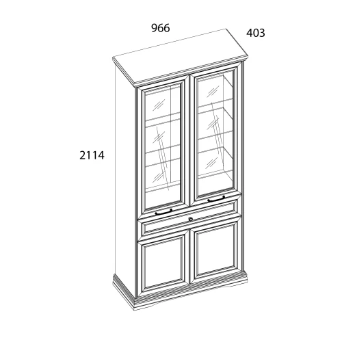 VALENCIA, Шкаф с витриной 2V2D1S Н. Цвет СЕРЫЙ