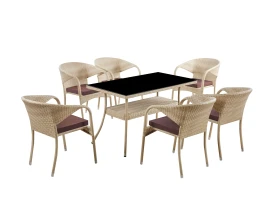 Комплект мебели из искусственного ротанг стол Рио и  6 кресел Греция Wood