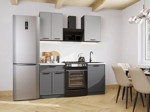 Модульный кухонный гарнитур Фрейм-07 Grey Silk/Stormy Silk