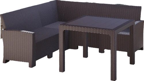 Комплект мебели под ротанг Калифорния “California“ с угловым диваном 240х188 см арт.80497 без подушек столом 95х95 см