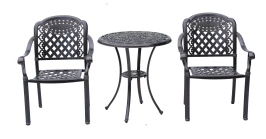 Кофейный набор из литого алюминия стол Макао D68 + 2 кресла Вулкан-2