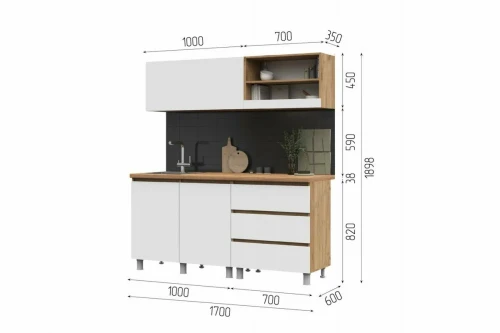 Кухня Хелен 1,7 дуб крафт золото/белый