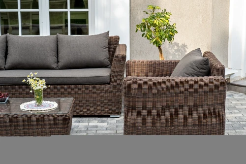 "Капучино" лаунж-зона из искусственного ротанга, цвет коричневый