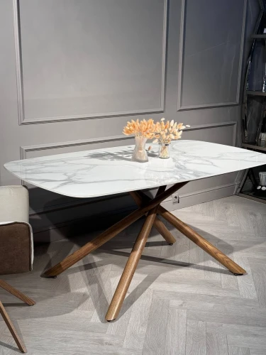 Стол обеденный Неаполь160 TW-1162-T-1,160x90x76 см, белый мрамор