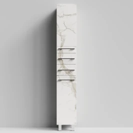 Пенал Мальта 30 напольный, Мрамор Белый натур милк ПВХ 2537, правый