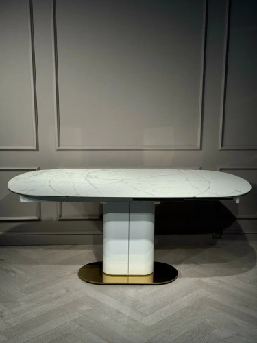 Стол обеденный раскладной Атриум-2 MC3035-120W, 120(30+30)х90х77 см, белая керамика