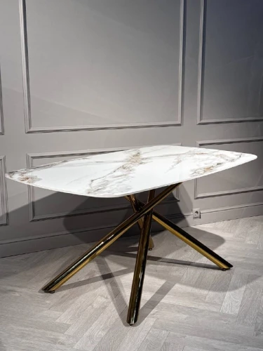 Стол обеденный Неаполь Голд TW1162-T-1,160x90x76 см, серо-золотая керамика/золото