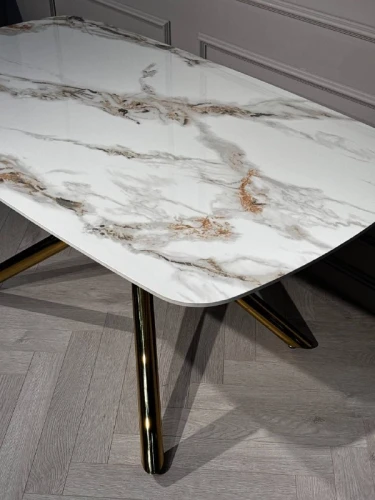 Стол обеденный Неаполь Голд TW1162-T-1,160x90x76 см, серо-золотая керамика/золото