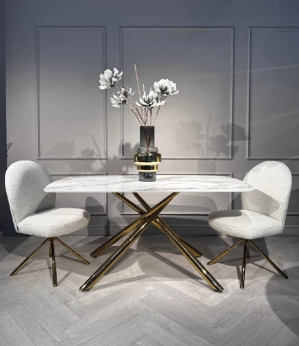 Стол обеденный Неаполь Голд TW1162-T-1,160x90x76 см, серо-золотая керамика/золото