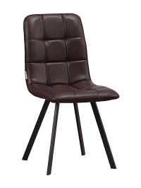 C919/DC809 Стул мягкий, ТЕМНО-КОРИЧНЕВЫЙ#19-7 экокожа, каркас металл черный КВАДРАТ