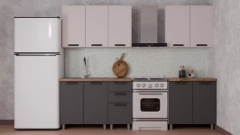 Готовая кухня ГК Аленушка 2 м Магнолия Кашемир/Сталь,скоба черный,черный