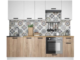 Кухонный гарнитур «Ника» Нео 2,4м с вытяжкой, Белый/Дуб сонома